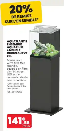 Animalis Aquatlantis ensemble aquarium + meuble kubus curve 20 l offre