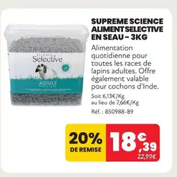 Animalis Supreme science aliment selective en seau - 3kg offre