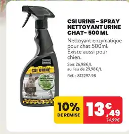 Animalis Csi urine spray nettoyant urine chat- 500 ml offre