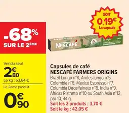 Carrefour Market Capsules de café nescafé farmers origins offre