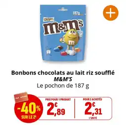 Coccinelle Supermarché Bonbons chocolats au lait riz soufflé m&m's offre