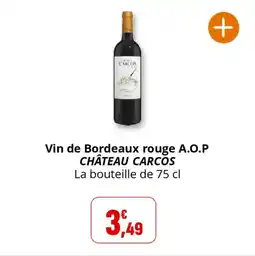 Coccinelle Supermarché Vin de bordeaux rouge a.o.p château carcos offre