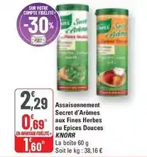 G20 Knorr - assaisonnement secret d'arômes aux fines herbes ou epices douces offre