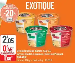 G20 Mr min - original korean ramen cup xl saveur poulet, légumes, boeuf ou piquant offre