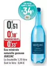 G20 Quézac - eau minérale naturelle gazeuse offre