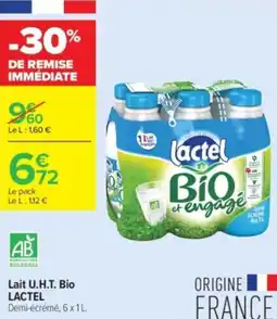 Carrefour Contact Lait u.h.t. bio lactel offre