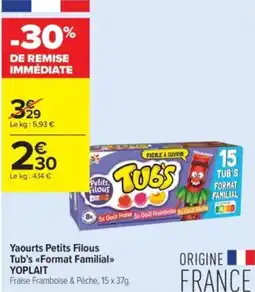 Carrefour Contact Yaourts petits filous tub's format familial yoplait offre