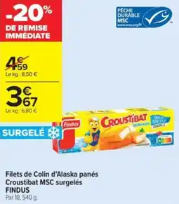 Carrefour Contact Filets de colin d'alaska panés croustibat msc surgelés findus offre