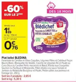 Carrefour Contact Plat bébé bledina offre