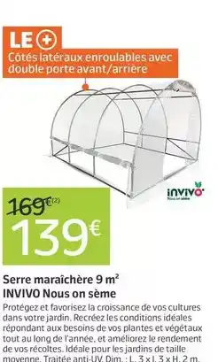Jardiland Serre maraichère 9 m2 offre
