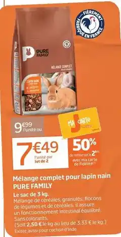 Jardiland Mélange complet pour lapin nain pure family offre