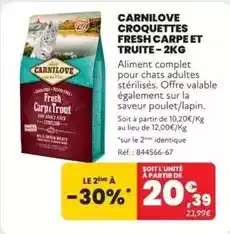 Animalis Carnilove - croquettes fresh carpetet truite offre