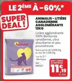 Animalis Animalis-litière canadienne agglomérante offre