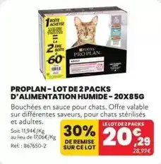 Animalis Proplan lot de 2 packs d'alimentation humide offre