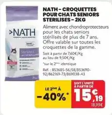 Animalis Nath-croquettes pour chats seniors sterilises-2kg offre