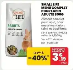 Animalis Complet - small life menu pour lapin adulte offre