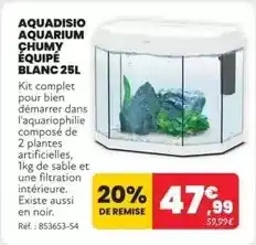 Animalis Complet - aquadisio aquarium chumy équipé blanc 25l offre