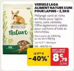 Animalis Nestlé - versele laga aliment nature cuni pour lapins- 2,3kg offre