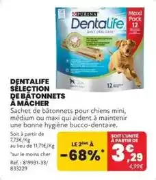 Animalis Purina - dentalife selection de bâtonnets à mâcher offre
