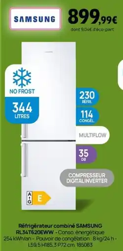 Darty Réfrigérateur combiné SAMSUNG RL34T620EWW offre