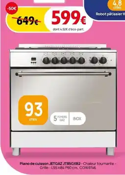 Darty Piano de cuisson JETGAZ JT85GXB2 offre