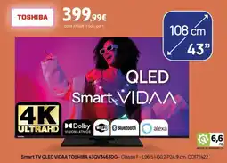 Darty Smart TV QLED VIDAA TOSHIBA 43QV3463DG offre