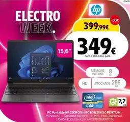 Darty PC Portable HP 250R G9 N150 8GB 256GO PENTIUM offre
