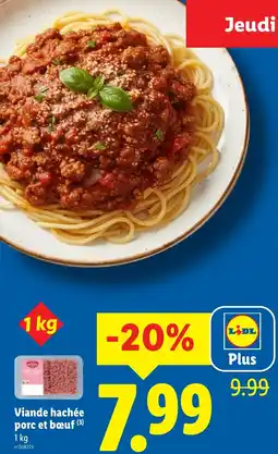 Lidl Viande hachée porc et bœuf offre
