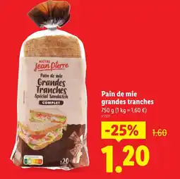 Lidl Pain de mie grandes tranches offre