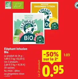 Lidl Eléphant infusion bio offre