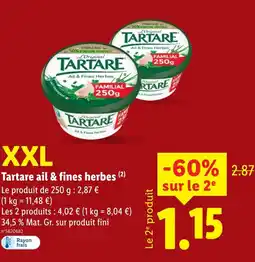 Lidl Tartare ail & fines herbes offre