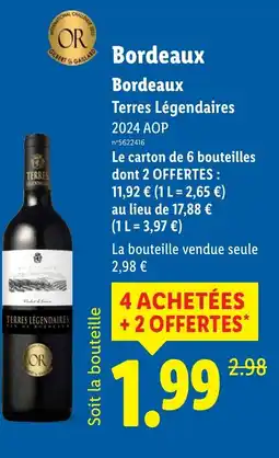 Lidl Bordeaux terres légendaires 4 ACHETÉES offre