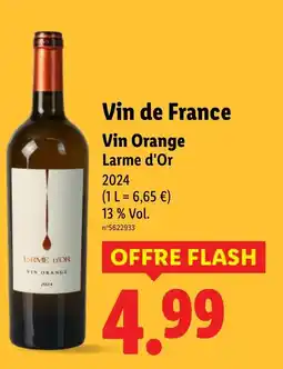 Lidl Vin de france vin orange larme d'or offre