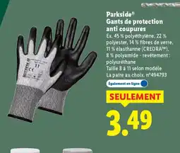 Lidl PARKSIDE Gants de protection anti coupures offre