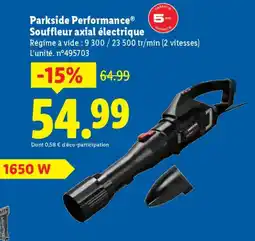 Lidl PARKSIDE PERFORMANCE Souffleur axial électrique offre