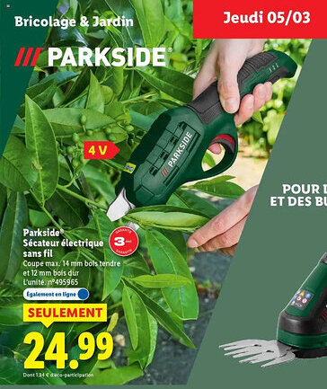 Lidl PARKSIDE Sécateur électrique sans fil offre