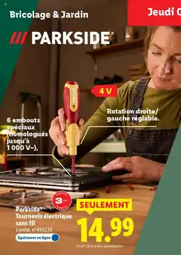 Lidl PARKSIDE Tournevis électrique sans fil offre