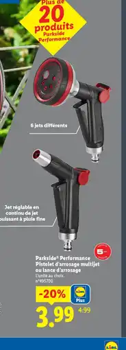 Lidl PARKSIDE PERFORMANCE Pistolet d'arrosage multijet ou lance d'arrosage offre