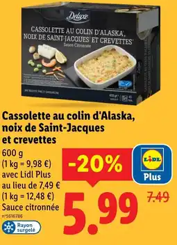 Lidl Cassolette au colin d'alaska noix de saint-jacques et crevettes offre