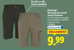 Lidl PARKSIDE Bermuda de travail stretch homme offre