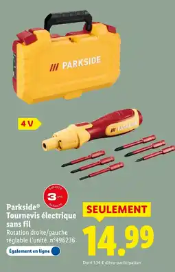 Lidl Parkside tournevis électrique sans fil offre