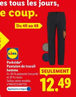 Lidl Parkside pantalon de travail homme offre