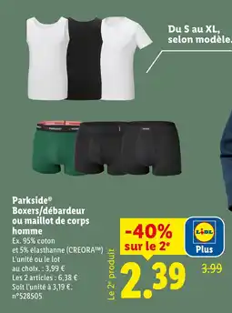 Lidl Parkside boxers,débardeur ou maillot de corps homme offre