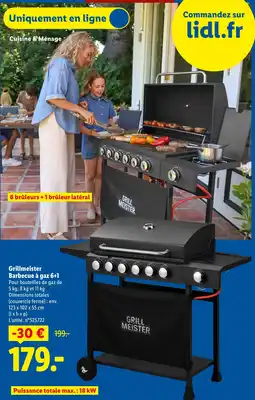 Lidl Grillmeister Barbecue à gaz 6+1 offre