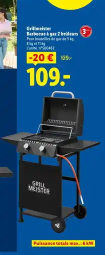 Lidl Grillmeister barbecue à gaz 2 brûleurs offre
