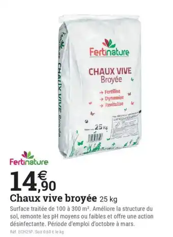 Espace emeraude FERTINATURE Chaux vive broyée offre