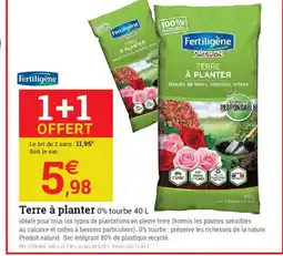 Espace emeraude FERTILIGÈNE Terre à planter 0% tourbe offre