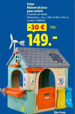 Lidl Feber maison de jeux pour enfant offre