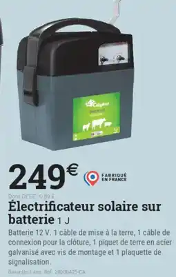 Espace emeraude Électrificateur solaire sur batterie offre