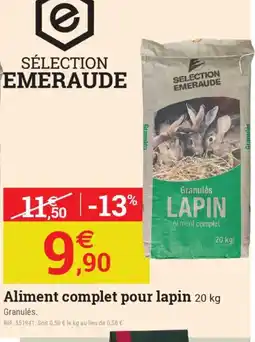 Espace emeraude Aliment complet pour lapin offre